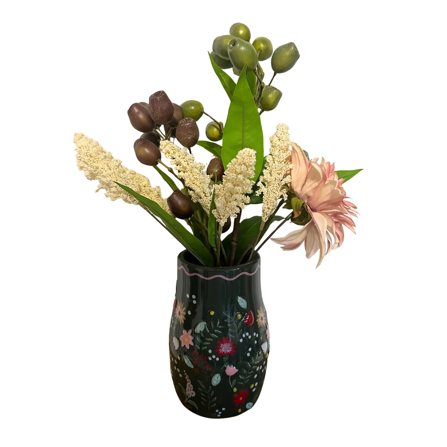 Flower Vase - Green floral
