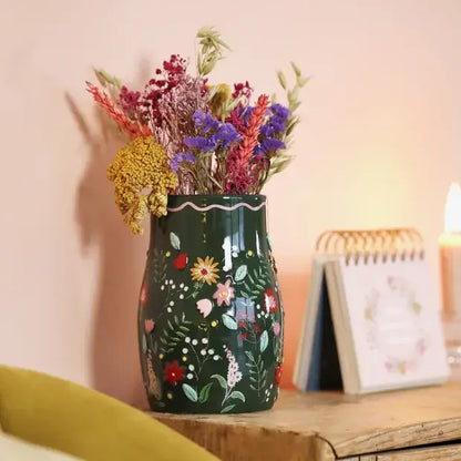 Flower Vase - Green floral