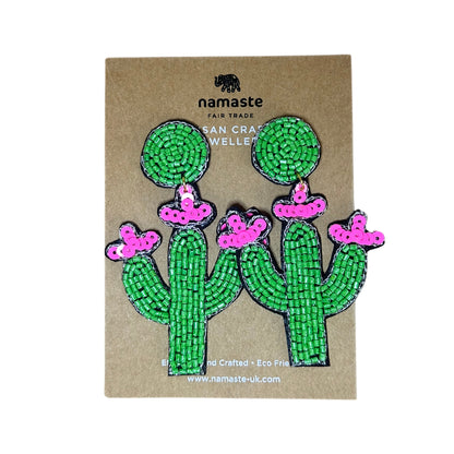 Cacti Hand Beaded Earrings