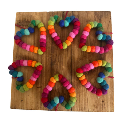 Rainbow Felt Ball Heart Decoration