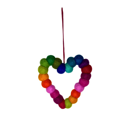 Rainbow Felt Ball Heart Decoration