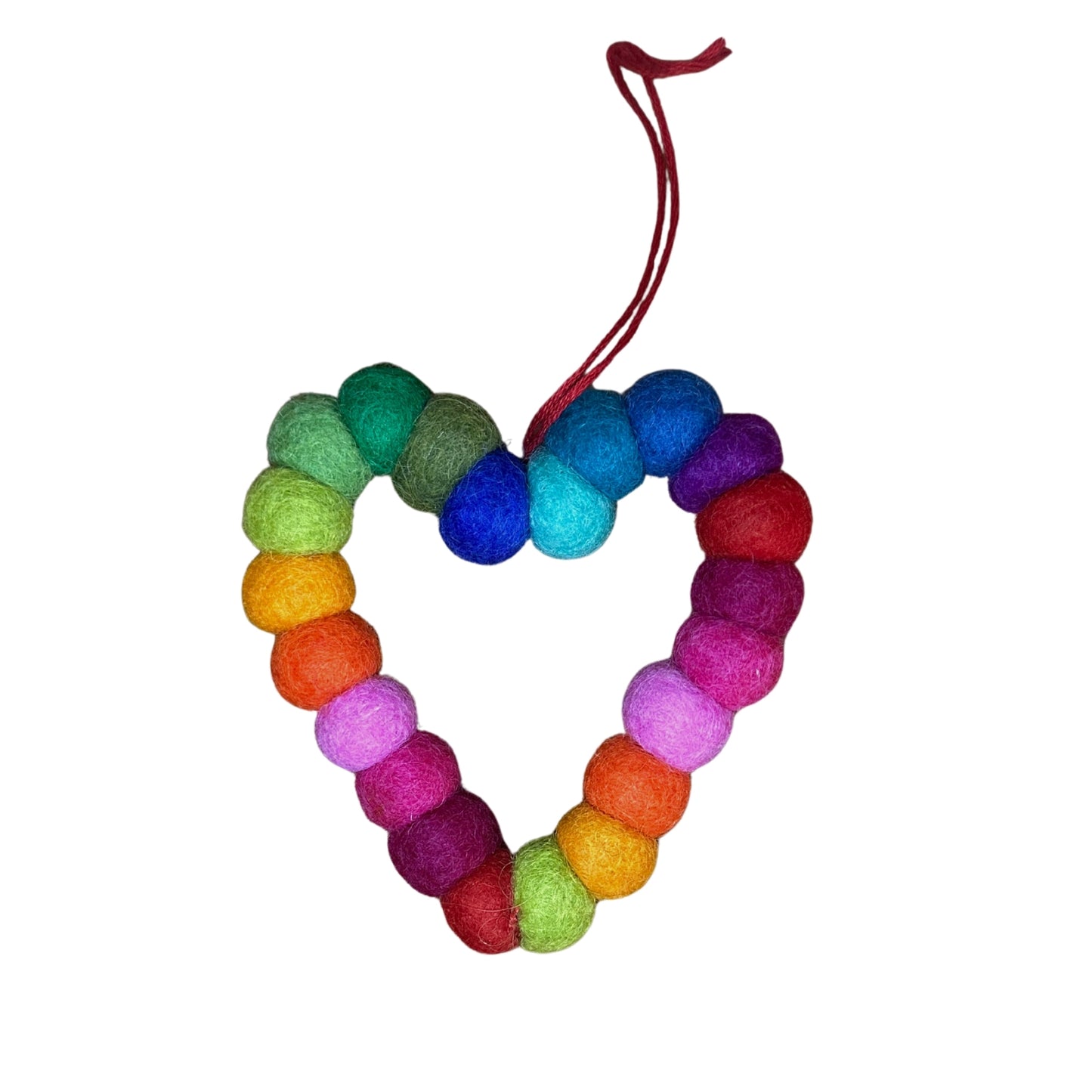 Rainbow Felt Ball Heart Decoration