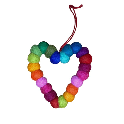 Rainbow Felt Ball Heart Decoration