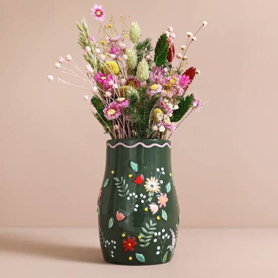 Flower Vase - Green floral