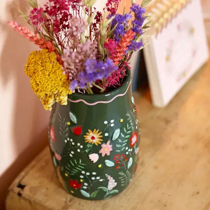 Flower Vase - Green floral