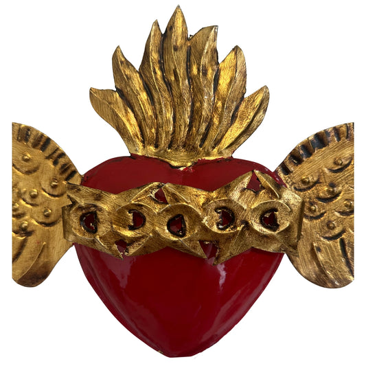 Mexican Tin Heart with Wings