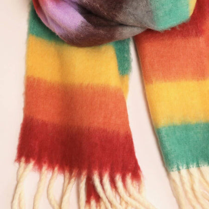 Rainbow Thick Stripe Winter Scarf