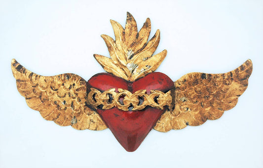 Mexican Tin Heart with Wings